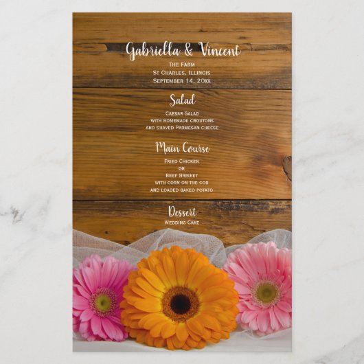Daisy Trio Country Barn Wedding Menu (Voorkant)