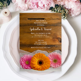 Daisy Trio Country Barn Wedding Rehearsal Dinner Kaart