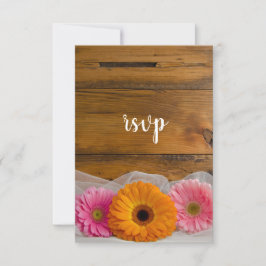 Daisy Trio Country Barn Wedding RSVP Kaart