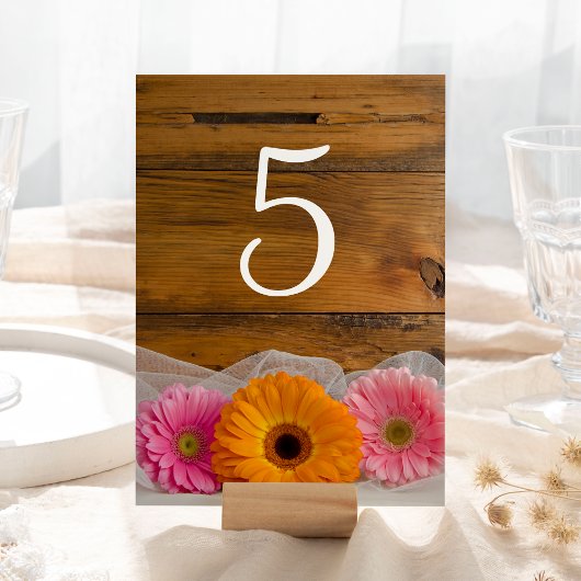 Daisy Trio Country Wedding Table Numbers Kaart