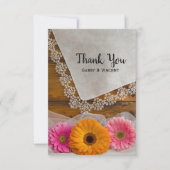Daisy Trio en Lace Barn Wedding Dank je wel Notitiekaartje (Voorkant)