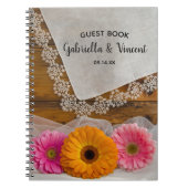 Daisy Trio en Lace Barn Wedding Guest Book Notitieboek (Voorkant)