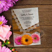 Daisy Trio en Lace Country Barn Engagement Party Kaart