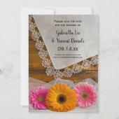 Daisy Trio en Lace Country Wedding Save the Date (Voorkant)