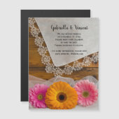 Daisy Trio en Lace Country Wedding Save the Date Magnetische Uitnodiging (Voorkant / Achterkant)