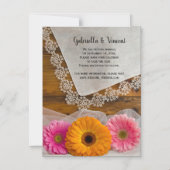 Daisy Trio en Lace Country Wedding Save the Date Magnetische Uitnodiging (Voorkant)