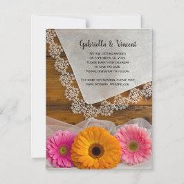 Daisy Trio en Lace Country Wedding Save the Date Magnetische Uitnodiging
