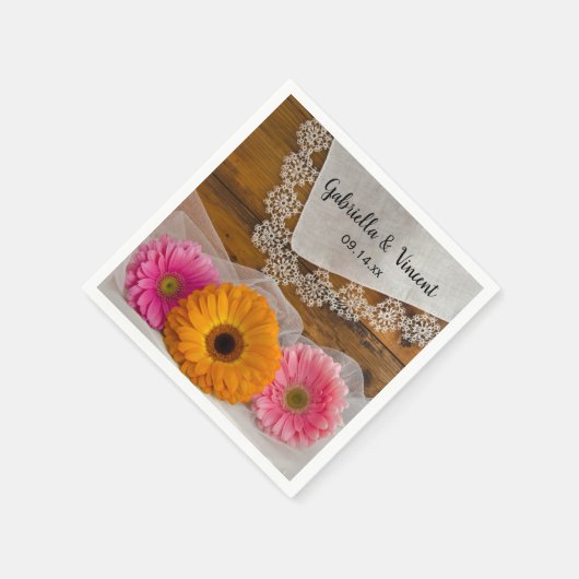 Daisy Trio en Lace Country Wedding Servetten (Hoek)