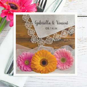 Daisy Trio en  Lace Country Wedding Servetten