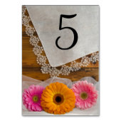 Daisy Trio en Lace Country Wedding Table Numbers Kaart (Voorkant)