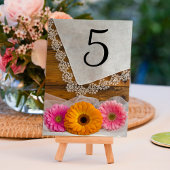 Daisy Trio en Lace Country Wedding Table Numbers Kaart
