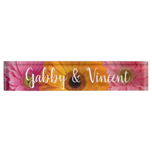 Daisy Trio Floral Wedding Naambordje (Voorkant)