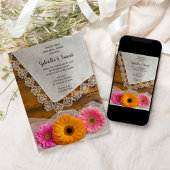 Daisy Trio Lace Country Wedding Rehearsal Dinner Kaart