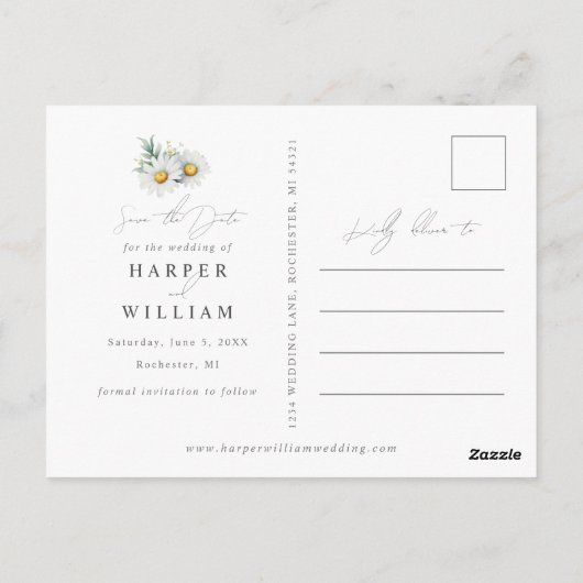 Daisy trouwfoto opslaan de datum briefkaart (Achterkant)