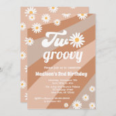 Daisy Two Groovy Boho 2e verjaardag Uitnodigingen (Voorkant / Achterkant)