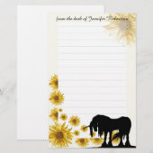 Daisy Unicorn Stationery met lijnen Briefpapier (Voorkant / Achterkant)