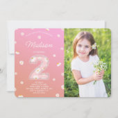 Daisy Verjaardag Foto Uitnodiging (Voorkant)