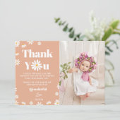 Daisy Verjaardags Foto Bedankkaart (Staand voorkant)