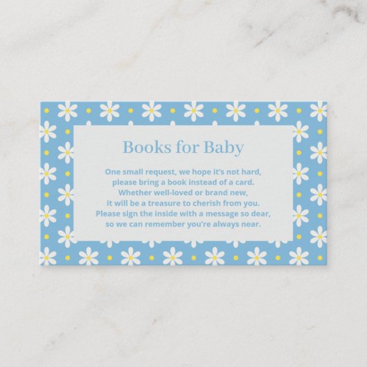 Daisy Verjaardagsboek Voor Baby Shower Feestje Informatiekaartje (Voorkant)