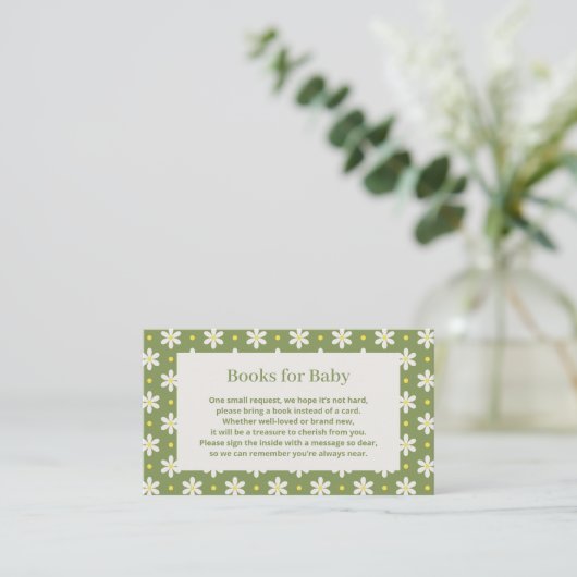 Daisy Verjaardagsboek Voor Baby Shower Informatiekaartje (Staand voorkant)