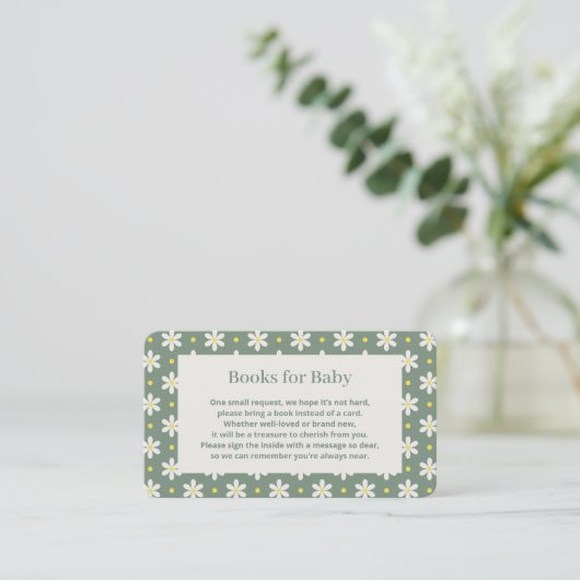 Daisy Verjaardagsboek Voor Baby Shower Uitnodiging Informatiekaartje (Staand voorkant)