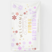 Daisy Verjaardagsfeest 1e Verjaardag Welkomstbord Spandoek (Verticaal)