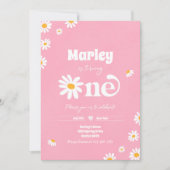 Daisy Verjaardagsfeest Boheemse Bloemen 1e Verjaar Kaart (Voorkant)