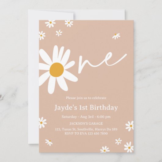 Daisy Verjaardagsfeestje 1e Verjaardag Kaart (Voorkant)