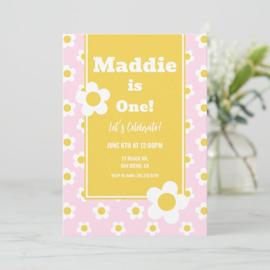 Daisy Verjaardagsfeestje Bohemian Een 1e Verjaarda Kaart (Staand voorkant)