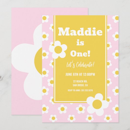 Daisy Verjaardagsfeestje Bohemian Een 1e Verjaarda Kaart (Voorkant / Achterkant)