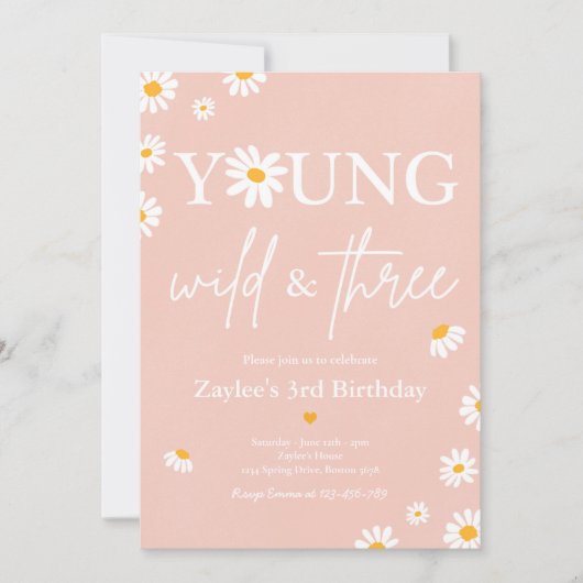 Daisy Verjaardagsfeestje Bohmian Jong Wild En Drie Kaart (Voorkant)