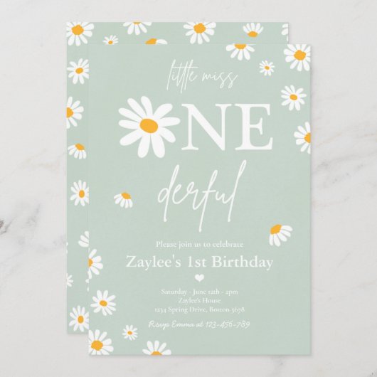 Daisy Verjaardagsfeestje Bohmian Little Miss Onede Kaart (Voorkant / Achterkant)