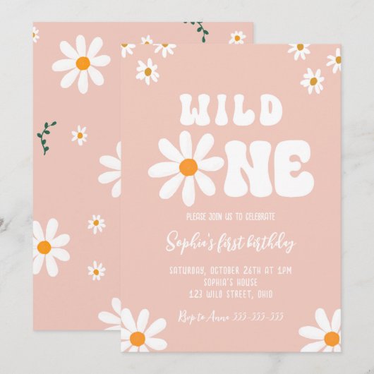 Daisy verjaardagsfeestje Bohmian Wild One 1e verja Kaart (Voorkant / Achterkant)