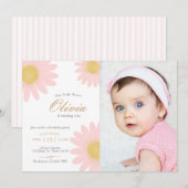 Daisy verjaardagsfeestje boho bloemenfoto kaart (Voorkant / Achterkant)