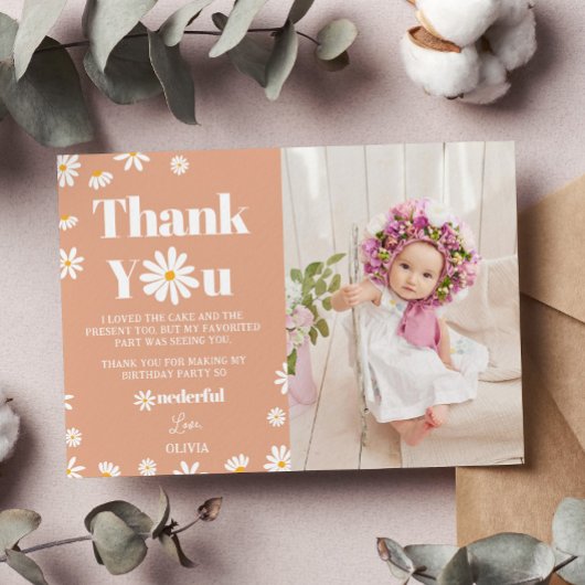 Daisy Verjaardagsfoto Dank u kaart