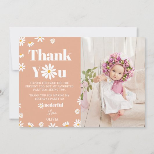 Daisy Verjaardagsfoto Dank u kaart (Voorkant)