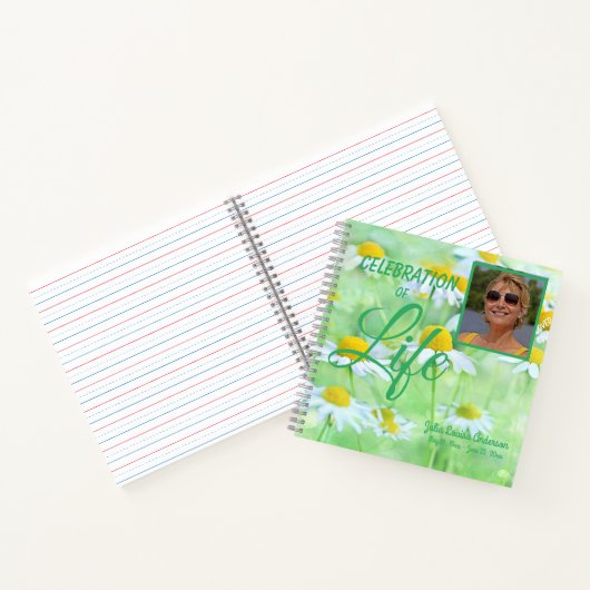 Daisy Viering van het Leven Foto Begrafenis Gastbo Notitieboek (Binnen)