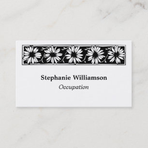 Daisy Vine Flower Border Black and White Floral Visitekaartje