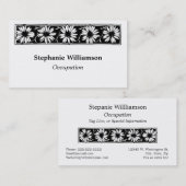 Daisy Vine Flower Border Black and White Floral Visitekaartje (Voorkant / Achterkant)