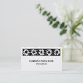 Daisy Vine Flower Border Black and White Floral Visitekaartje (Staand voorkant)