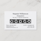 Daisy Vine Flower Border Black and White Floral Visitekaartje (Achterkant)