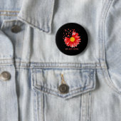 Daisy Vlinder Rode Lint Hartziekte Bewustzijn Ronde Button 5,7 Cm (In situ)