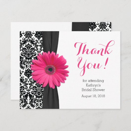 Daisy Vrijgezellenfeest Bedankt Card | Damask Gerb (Voorkant / Achterkant)