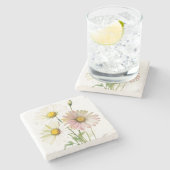 Daisy Watercolor Bloem Modern Professioneel Stenen Onderzetter (Zijkant)