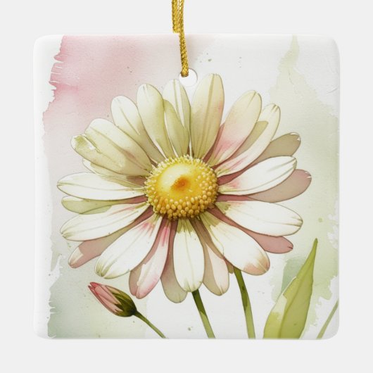 Daisy Watercolor Flower Modern Professional Keramisch Ornament (Voorkant)