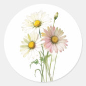 Daisy Waterverf Bloem Modern Professioneel Ronde Sticker (Voorkant)