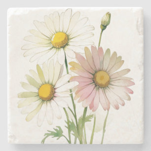 Daisy Waterverf Bloem Modern Professioneel Stenen Onderzetter