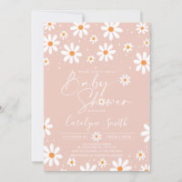 Daisy Waterverf Bloemen Baby shower uitnodiging