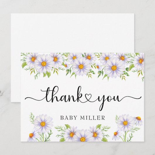 Daisy Waterverf | Floral Dank u Notitiekaartje