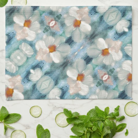 Daisy Waterverf Floral Theedoek (Gevouwen)